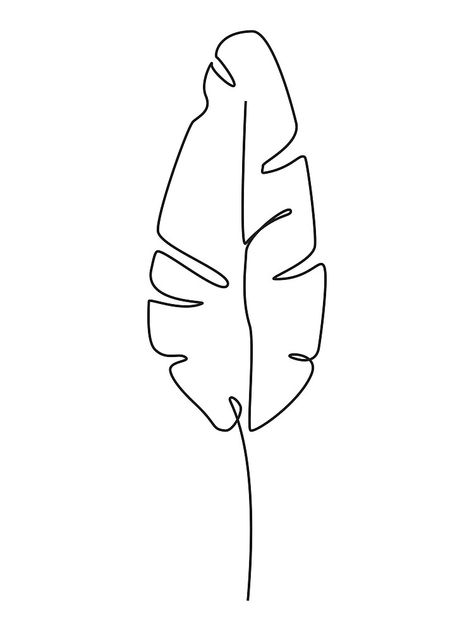 "One line drawing. Contour drawing of Banana leaf." Poster by Radionastya | Redbubble Drawing Of Banana, Art Abstrait Ligne, Leaf Poster, 심플한 그림, Illustration Kunst, Desen Realist, Couple Drawing, Contour Drawing, 그림 낙서