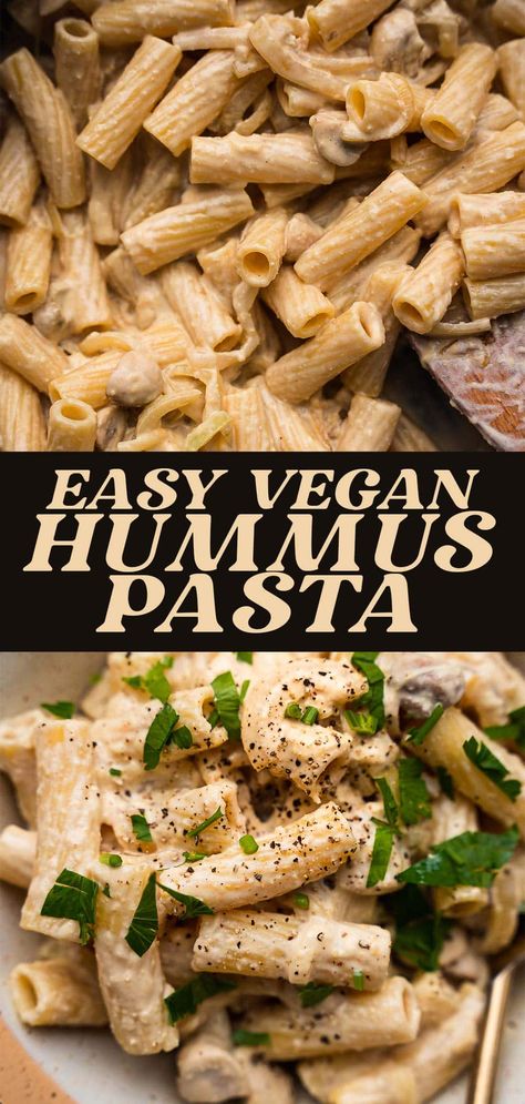 Vegan Hummus Pasta, Hummus Pasta, Veggie Pasta Salad, Pasta Varieties, Creamy Pasta Sauce, Quick Vegan Meals, Dairy Free Dinner, Vegan Pasta Recipes, Vegan Hummus