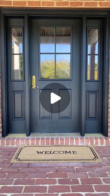 Kirsten on Instagram: "Our front door transformation!! 😍 

This was such an easy and simple project that made a huge difference!! We have the look of a brand new door without paying a new door price. The amount of natural light we get inside our entryway is amazing!

We bought the glass kits from @peasedoors and replaced the dated sidelights first since that seemed less intimidating and then we went for it and cut a hole in our front door (which was really scary at first) but after we inserted and secured the glass in place- we both said that was such an easy process! Who would have thought!?! 

We couldn’t love it anymore!!!
.
.
.
#frontdoor #frontdoortransformation #organicmoderndecor #neutraldecor #coastalhome #brickhome #aabhome #kismetcheckoutmyhouse #thatssofetching #bloomingnestins Front Door Lighting Interior, Front Door Outside Entrance Ideas, Inside Front Door Colors, Outside Entrance Ideas, Front Doors With Glass Panels, Front Door Side Windows, Front Door Sidelights, Front Door Transformation, Door Transformation