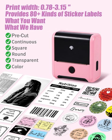 👍【 Inkless Printer 】- Thermal printer no need any dyes, Save money, greener. Each label costs less than $0.014.
👍【 Smart APP 】- Support photo literacy (OCR) and voice input. 1D/2D codes can be generated online. No registration required.
👍【 Multifunction Labeler 】- We have preset quick templates and custom logos for all industries, One-click printing barcodes, QR codes, addresses, labels, ingredients, prices, photos... Sticker Maker Machine, Mini Sticker Printer, Best Label Maker, Address Logo, Computer Tables, Barcode Label, Label Makers, Label Maker Machine, Tables Design