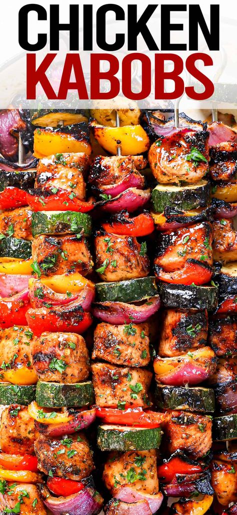 Chicken Brochettes Skewer Recipes, Chicken Kabobs In The Oven, Kielbasa Kabobs, Oven Chicken Kabobs, Chicken Kabobs On The Grill, Chicken Skewers Grilled, Kabobs In The Oven, Chicken Skewers Marinade, Kabob Marinade Recipes