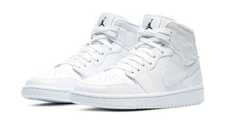 Air Jordan 1 Mid “White Snakeskin” BQ6472-110 Release Date | Nice Kicks All White Jordans, Air Jordan 1 Mid Women, Air Jordan 1 White, Air Jordan 1 Mid White, Nike Jordan 1 Mid, Jordan 1 Mid White, Jordan Ones, White Jordans, Air Jordan 1 Mid Se