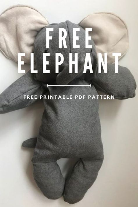 Here's a free printable PDF pattern for this stuffed elephant! Grab your elephant sewing pattern, then follow along with my photo tutorial! Elephant Sewing Pattern, Lovey Sewing Pattern, Sewing Pdf Pattern, Sewing Pattern Free, Stuffed Elephant, Elephant Quilt, Elephant Stuffed Animal, Handmade Stuffed Toys, Lovey Pattern