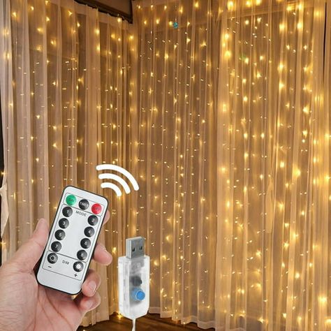 Lighting For Room, Hangout Room Ideas, Girls Room Unicorn, Starry Christmas, Fairy Light Curtain, Garden Wedding Party, Starry String Lights, Light Fairy, Christmas Light Installation