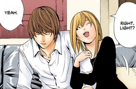 Light And Misa Matching Pfp Manga, Miss And Light Matching Icons, Light And Misa Manga, Miss And Light, Light X Misa Fanart, Light Yagami X Misa, Light And Misa Matching Pfp, Misa Amane And Light Yagami, Light Yagami Banner