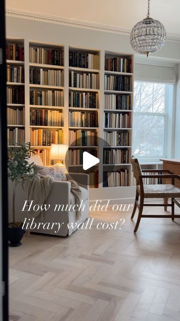 Long Wall Built Ins, Bookshelves Next To Window, Diy Floor To Ceiling Bookshelves Bookshelf Wall, Ikea Builtin Bookcase Hack, Built In Bookcase Around Window, Bookcase Around Window, Living Room Library Wall, Bookcase Walls, Diy Library Wall