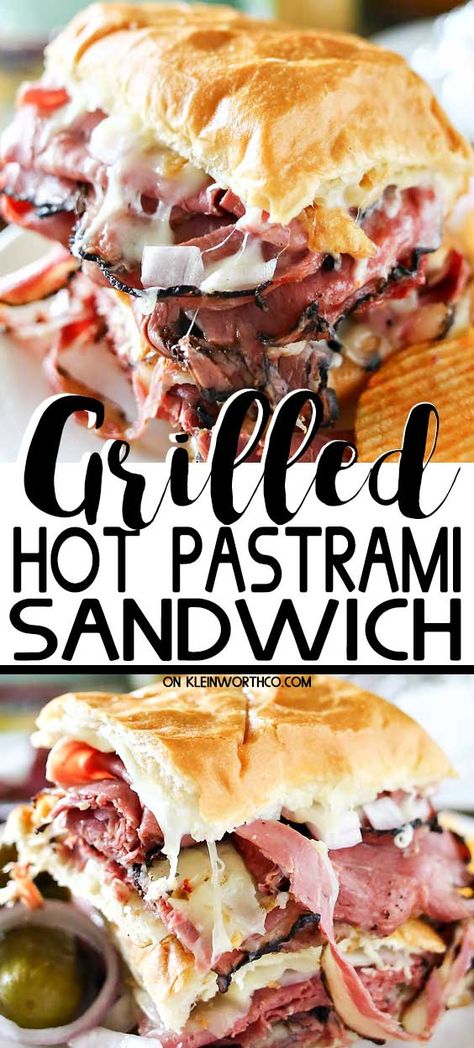 Pastrami Grilled Cheese, Easy Pastrami Sandwich, Pastrami Panini Recipes, Blackstone Grill Sandwich Recipes, Turkey Pastrami Sandwich, Pastrami Recipe Sandwiches, Hot Sub Sandwich Ideas, Recipes With Pastrami, Baked Sandwich Recipes