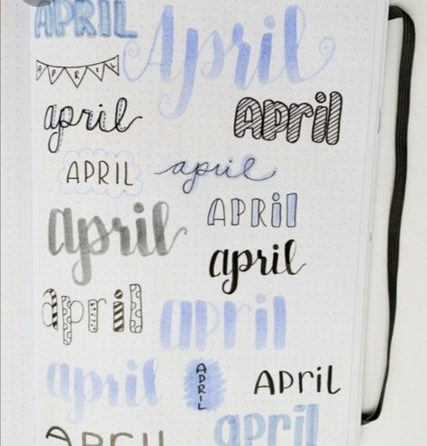 April Font Bullet Journal, April Header, Months Lettering, Month Lettering, Journal Headers, Monthly Bullet Journal, Bullet Journal Titles, Header Ideas, April Bullet Journal