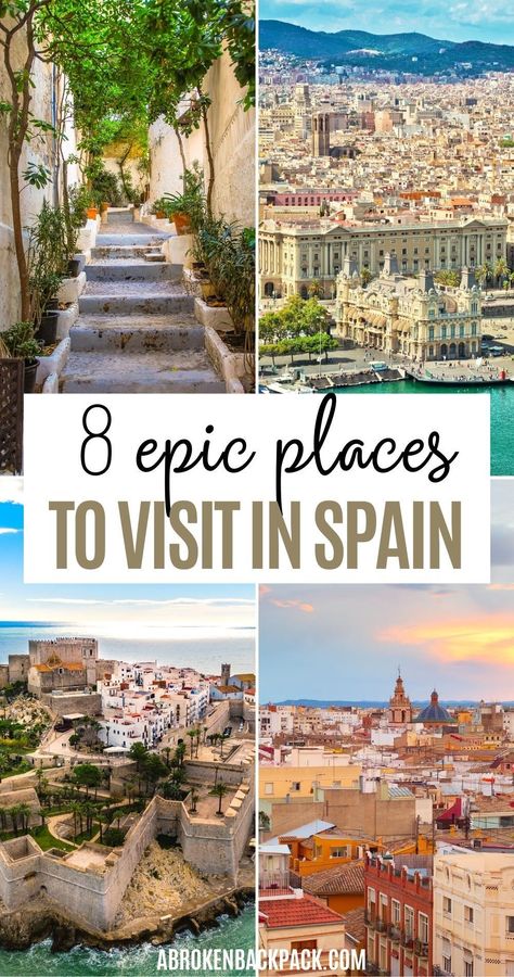 Searching for the best destinations in Spain? Make sure to add these cities on your Spain itinerary. Our guide cover the best beach destinations in Spain for an epic trip on the Spanish coast. Start planning your holidays in Spain with our guide. Save for later or read our blog post now! Santiago De Compostela, Spain Islands Travel, Spain In The Spring, Best Spain Destinations, Most Beautiful Places In Spain, Best Places To Travel In Spain, Spain Beach Vacation, Spain In The Summer, Spain Mediterranean Coast