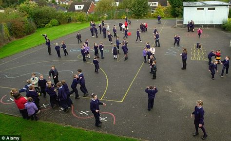 Up to half a million primary school children are being deprived of play space because councils are building classrooms on playgrounds and playing fields to tackle a growing shortage of places Homeschooling Uk, Primary School Playground, Adult Playground, Playground Games, Child Education, School Playground, Wales Uk, School Building, Play Space