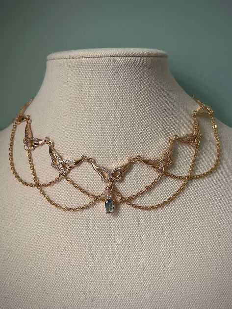 Regency Princess, Gold Fancy Necklace, Butterfly Goddess, Butterfly Choker Necklace, Butterfly Choker, Elegant Choker, Neck Pieces Jewelry, Fancy Jewelry Necklace, Vintage Choker Necklace