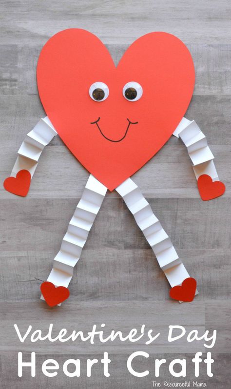 This heart person is a fun and easy Valentine's Day craft for kids Kindergarten Party, Heart Craft, Valentine's Day Crafts For Kids, Flower Sleeve, Diy Tattoo, Kids Learning Activities, Construction Paper, Valentine Day Crafts, Day Party