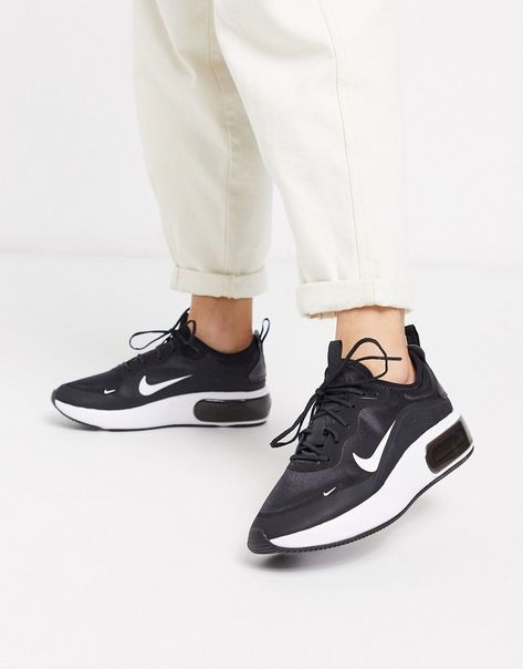 Air Max Black, Nike Air Max Dia, Shoes Air Max, Air Max Dia, Black Huarache, Nike Shoes Air, Black And White Trainers, Basket Noir, Adidas Shoes Women