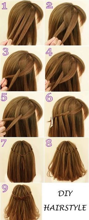 Waterfall Hair, Diy Hairstyle, Long Hair Models, Waterfall Braid, Easy Hairstyle, Short Hair Tutorial, Peinados Fáciles Para Cabello Corto, Penteado Cabelo Curto, Model Hair