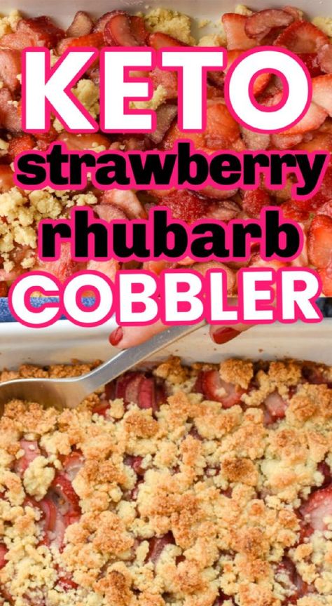 Rhubarb Keto, Keto Rhubarb, Healthy Rhubarb Recipes, Strawberry Rhubarb Cobbler, Strawberry Rhubarb Recipes, Rhubarb Cobbler, Strawberry Rhubarb Crumble, Strawberry Cobbler, Strawberry Rhubarb Crisp