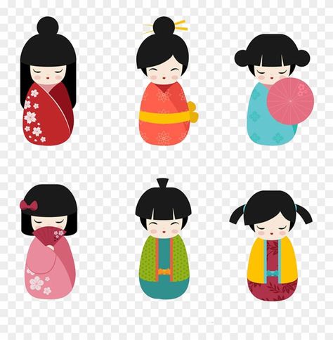 Kimono Cartoon, Kokeshi Tattoo, Hina Matsuri, Hina Dolls, Japanese Flag, Japanese Mom, Cartoons Png, Felt Projects, Diy Cat