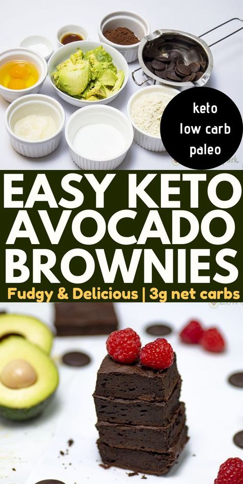 The Best Easy Keto Avocado Brownies - 3g net carbs Keto Avocado Brownies, Chocolate Avocado Brownies, Keto Christmas Cookies, Avocado Brownies, Low Carb Brownies, Chocolate Avocado, Healthy Brownies, Keto Brownies, Keto Dessert Easy