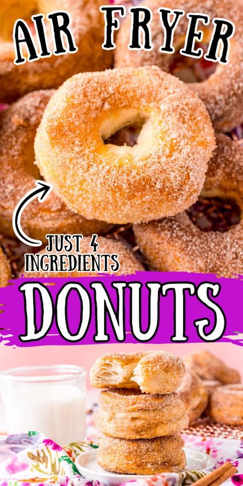 Air Fryer Mini Donut Recipes, Air Fry Donuts From Biscuits, Air Fryer Donuts With Biscuits, Air Fryer Donuts Biscuits, Air Fryer Donut Recipes, Dipped Wafers, Canned Biscuit Donuts, Air Fryer Doughnut Recipe, Air Fry Donuts