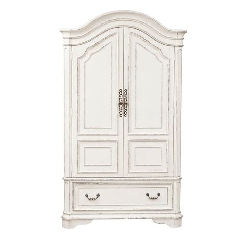 Magnolia Manor Antique White Armoire - On Sale - Bed Bath & Beyond - 20716444 Modern Armoire, White Armoire, Armoire Wardrobe Closet, Vintage Armoire, French Armoire, Wood Wardrobe, Metal Lockers, Wooden Wardrobe, Optimize Space