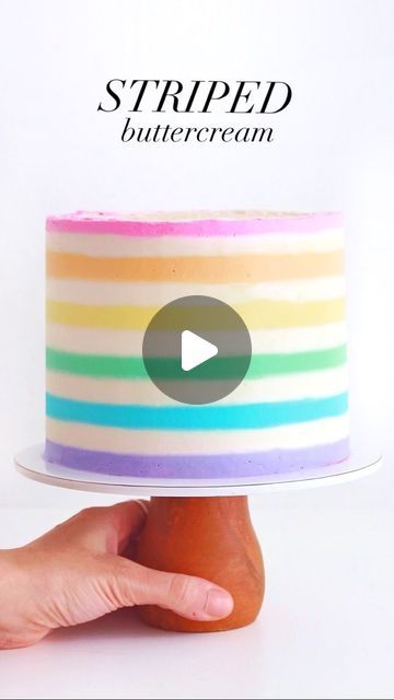 Whitney DePaoli | Sugar & Sparrow on Instagram: "How to make a Striped Buttercream Cake ✨my process for this has evolved over the years and this is how I currently do it (although I just saw a hack the other day that might make it even easier 🤔😆):⁣ ⁣ 1. Start with a chilled, crumb coated cake and add about 1/4 inch layer of buttercream all over it. Smooth the sides down until they’re level.⁣ 2. Refrigerate the cake for about 15 minutes, or until the buttercream is less sticky and semi-set. This makes it easier to comb through and create straighter lines.⁣ 3. Use a stainless steel cake comb to create the grooves. You can gently heat the cake comb under hot water (dry it off thoroughly) before using it on your cake. This helps make the grooves more perfect. Comb the cake until the grooves Striped Cake Tutorial, Anna Craft, Striped Cake, Frosting Colors, Cake Frosting, Cake Tutorial, Buttercream Cake, Horizontal Stripes, Color Stripes