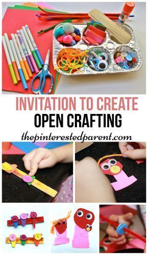 An invitation to create - open ended arts & crafts for kids. Invitation To Create, Open Ended Art, Kindergarten Art Lessons, Activities For Preschool, Art Invitation, Invitation To Play, Kindergarten Art, Toddler Art, Crafts For Kids To Make