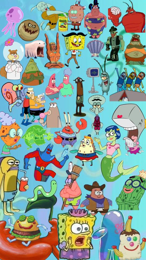 #spongebob #characters Iconic Spongebob Characters, Spongebob Weenie Hut Jr, Spongebob Villains, Spongebob Characters Wallpaper, Sponge Bob Characters Costumes, Nickolodian Characters, Spongebob Characters Costume, Spongebob Oc, Spongebob Outfit Ideas