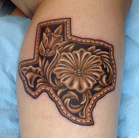 Tooled Leather Tattoo, Punchy Tattoos, Tooled Leather Cross, Girlie Tattoos, Leather Tattoo, Cowboy Boot Tattoo, Texas Tattoo, Tool Tattoo, Cowgirl Tattoos