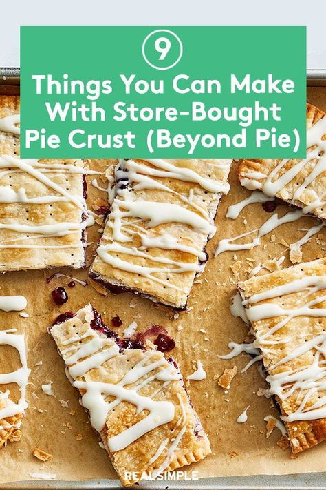 9 Things You Can Make With Store-Bought Pie Crust (Besides Pie) | Have a ready-made pie crust in your fridge or freezer? You have the makings of a lot of tasty options—and not just dessert. Follow these pie crust recipes from pie crust cookies, tasty crackers, to easy samosas. #realsimple #holidayrecipes #holidayideas #holidayfoods #howtocook #recipehack Recipes For Ready Made Pie Crust, Pie Crust Mix Recipes, How To Make Store Bought Pie Crust Taste Homemade, Ready To Use Pie Crust Recipes, Boxed Pie Crust Recipes, Breakfast Recipes With Pie Crust, Dessert Recipes Using Pie Crust, What To Use Pie Crust For, Recipes For Leftover Pie Crust