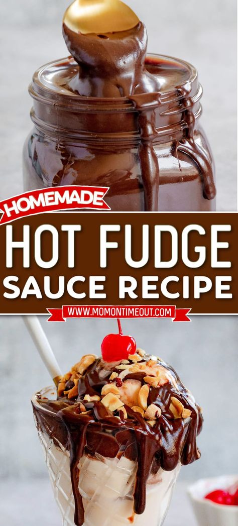 This easy Hot Fudge recipe makes rich, smooth, fudgy, decadent hot fudge sauce in just minutes! Take your ice cream game to the next level with this homemade hot fudge and you’ll never buy store bought again! So much better! // Mom On Timeout Easy Hot Fudge, Hot Fudge Recipe, Homemade Hot Fudge Sauce, Hot Fudge Sauce Recipe, Fudge Sauce Recipe, Ice Cream Sauce, Homemade Hot Fudge, Chocolate Fudge Sauce, Hot Fudge Sauce