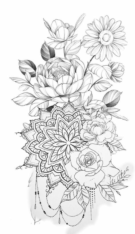 Flower Mandala Leg Sleeve, Mandala Flower Tattoo Design Sleeve, Mandala Thigh Tattoo Women, Filler Tattoo Ideas Gap Flowers, Mandala Flower Tattoos Forearm, Flowers And Mandala Tattoo, Mandala Tattoo Design Women Leg, Mandala And Flower Tattoo Sleeve, Unique Upper Arm Tattoos For Women