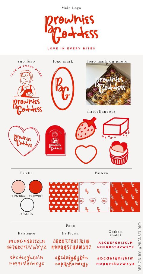 Branding for local cake shop based in Melaka, Malaysia. Client requested a simple line illustration with colour palette of red and off white. Red White Palette, Cookie Business Branding, Branding For Bakery, Red And White Branding, Cookies Branding Packaging, Baking Logo Design Bakery Branding, Cake Shop Branding, Bakery Brand Design, Cake Branding Design