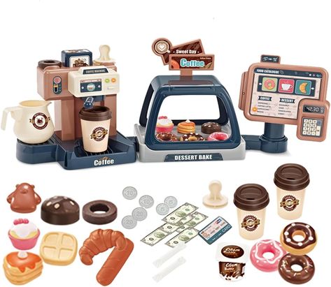 Play Food Set Toy Kitchen, Dessert Showcase, Kitchen Pretend Play, Food Cups, Cardboard Crafts Kids, Toy Kitchen Accessories, Cute Lunch Boxes, Coffee Maker Machine, Toy Kitchen Set