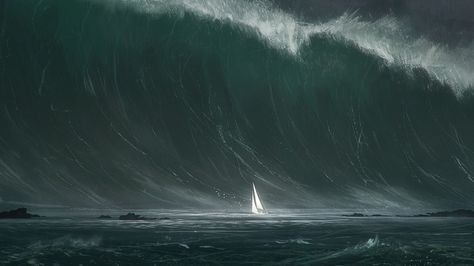 #waves, #sailboats, #water, #Tsunami, wallpaper No Wave, Rogue Wave, Giant Waves, Bg Design, Sea Wave, Tidal Wave, Stormy Sea, Matte Painting, Sea Waves