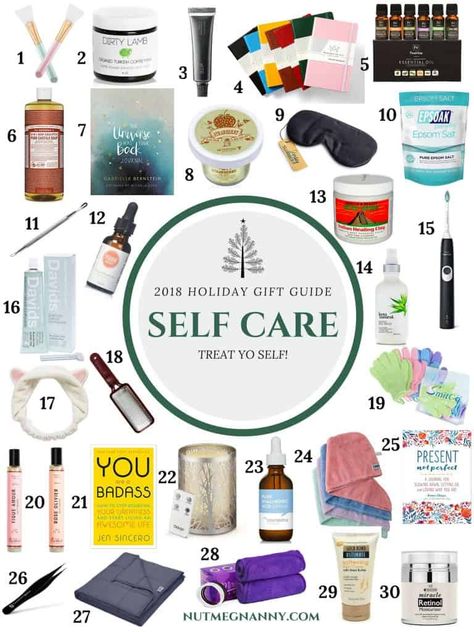 2018 Self Care Gift Guide from Nutmeg Nanny: all the gifts you need to TREAT YO SELF! Everything from beauty to journaling - we have you covered! Self Care Plan, Care Basket, Face Care Routine, Care Box, Care Quotes, Gifts For Teachers, Wellness Gifts, Spiritual Gifts, Diy Birthday Gifts