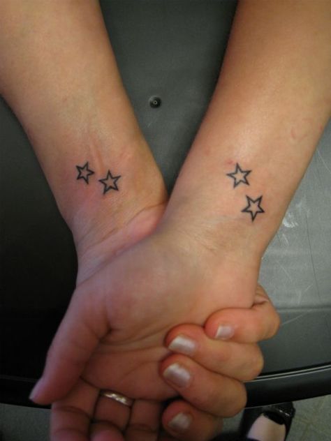 2 Stars Tattoo, Smaller Tattoo Ideas, Star Stick And Poke Tattoo, Star Tattoo Men, Two Stars Tattoo, Tattoo Ideas Stars, Matching Star Tattoos, Star Girl Tattoo, Tattoo Ideas Star