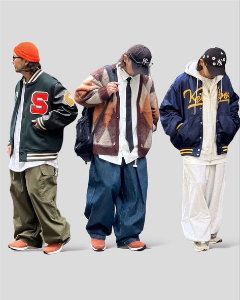 Hip Hop Outfits Men, Men With Hats, 90s Japan Fashion, Japanese Streetwear Mens, European Mens Fashion, Japanese Street Fashion Men, Looks Hip Hop, Estilo Cholo, Japan Streetwear