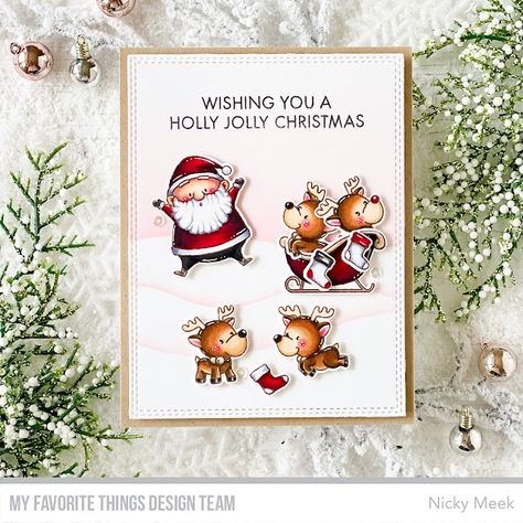 Nicky Noo Cards: My Favorite Things - October Release - Countdown Day 2 Santa Stamp, Tiddly Inks, Santa And His Reindeer, Mft Cards, Instagram Friends, Holiday Stamping, Jolly Holiday, Jolly Santa, Mft Stamps