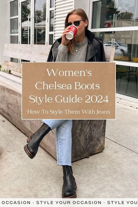 See our ultimate guide to wearing Chelsea boots for women in 2024. From black and brown to cream or beige, these versatile boots complete dressy and casual outfits. Learn how to style chunky Chelsea boots with jeans for summer, spring, and work, and transition effortlessly into winter. Chelsea Boots Jeans, Style Chunky Chelsea Boots, How To Wear Chelsea Boots Women, Black Chelsea Boots Outfit Women, Brown Chelsea Boots Outfit, Black Chelsea Boots Outfit, Chelsea Boots With Jeans, How To Style Chelsea Boots, Chelsea Boot Outfits Women