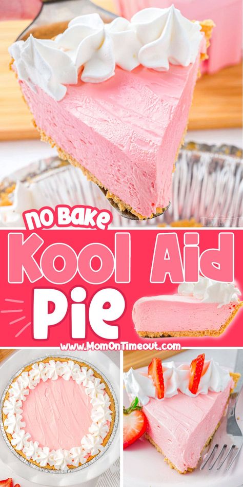 Kool Aid Pie Recipes, Koolaid Pie Recipes Condensed Milk, Cool Aid Pie, Cool Aide Pie, Kool Aid Pie Condensed Milk, Easy Summer Pies Recipes, Kool Aid Recipes, Momontimeout Recipe, Jello Pie Recipes