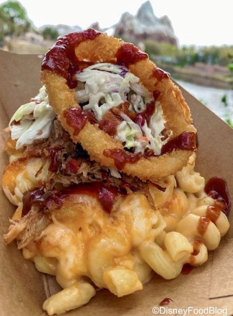 Disney Dishes, Disney Desserts, Loaded Fries, Smoked Pulled Pork, Flame Tree, Disneyland Food, Disney World Food, Pulled Pork Sandwich, Food Spot