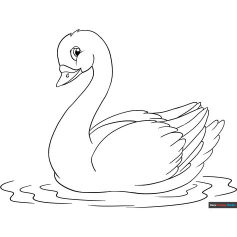 Free Swan Coloring Page for Kids Swan Drawing Easy, Swan Drawing, Zoo Animal Coloring Pages, Easy Drawing Guides, Cat Collage, Drawing Guides, Kitty Coloring, Truck Coloring Pages, Bird Coloring Pages