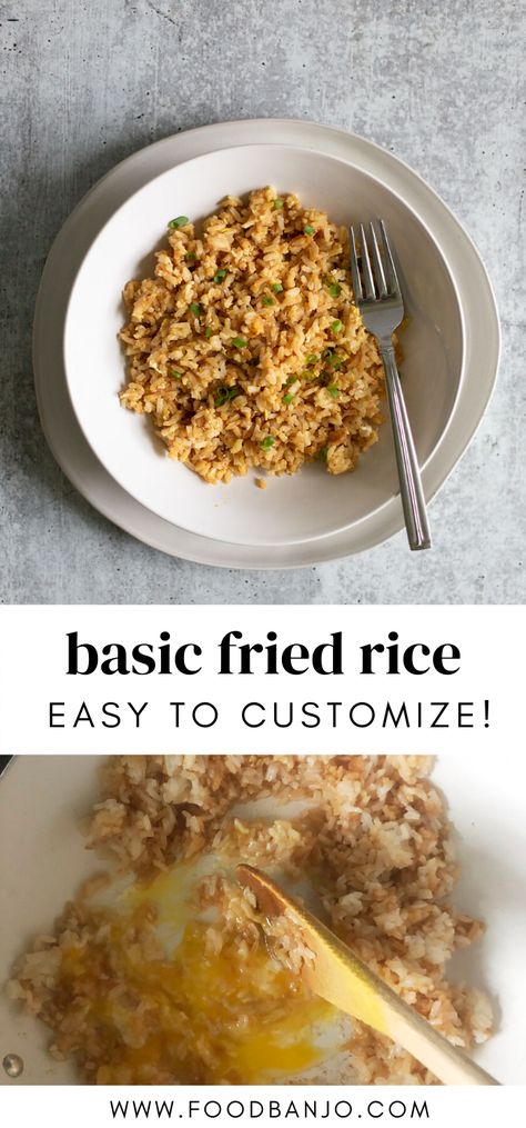 Fried Rice No Peas, Fried Rice Recipe Without Vegetables, Fried Rice Recipe Easy No Veggies, Small Batch Fried Rice, Venison Fried Rice, Soy Rice Recipes, Plain Fried Rice Recipe Easy, Basic Fried Rice, Sheet Pan Fried Rice