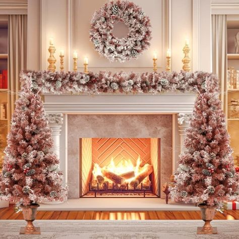 All-in-One Decor Set: This set includes two trees, a festive Christmas wreath, and a charming Christmas garland. Decorate any corner of your home with ease. Brown Christmas Decorations, Christmas Tree Store, Led Christmas Tree Lights, Front Door Christmas Decorations, Pre Lit Christmas Tree, Christmas Decorations Garland, Christmas Porch Decor, Christmas Tree Set, Charming Christmas