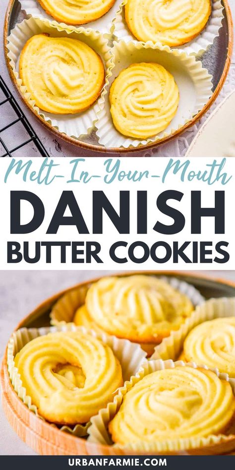 Vegetarian Cookie Recipes, Danish Butter Cookies Recipe, Butter Cookie Recipe Easy, Danish Cookies, Amazing Cookie Recipes, Desserts With Few Ingredients, Danish Butter Cookies, Vegetarian Cookies, Vegetarian Desserts