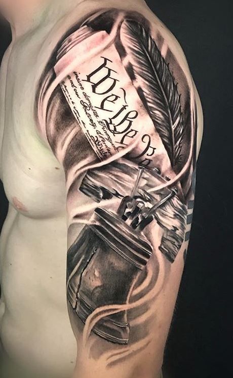 75 Patriotic “We the People” Tattoos and Ideas - Tattoo Me Now Patriotic Mens Tatoos, Patriotic Leg Tattoos For Men, American Made Tattoo Words, Men’s Patriotic Sleeve, Men’s Patriotic Tattoos, Tattoo Ideas For Men Patriotic, Women Patriotic Tattoos, America Tattoo Sleeve, Patriot Sleeve Tattoo