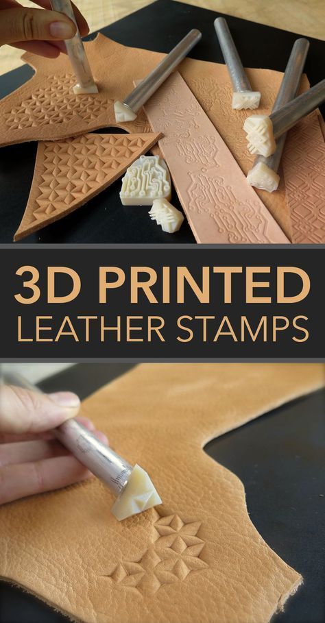 Diy Leather Stamp, Useful 3d Prints, Leather Tutorial, Leather Working Tools, Leather Tooling Patterns, Leather Craft Projects, 3d Printing Diy, Fest Outfits, Leather Craft Tools