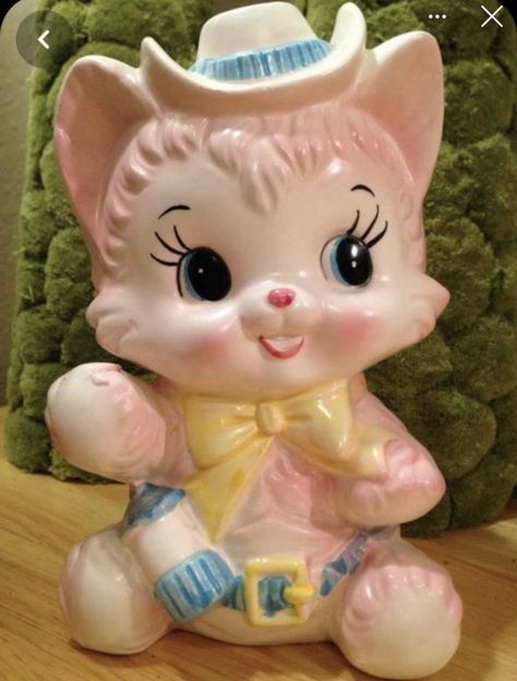 Vintage Relpo Kitty Cowgirl Nurser Planter Vintage Japan 1950s, Rooms Decoration, Cat Planter, Vintage Cat Figurines, Its A Girl Announcement, Antique Aesthetic, Its A Girl, Planter Gift, 10 Dollars