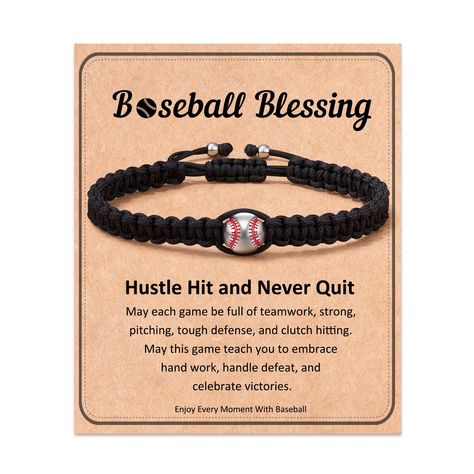 PRICES MAY VARY. [ Baseball Bracelet ] The baseball bracelet combined with a charm will show your love for baseball, reminding you that faith and sportsmanship go hand in hand [ Baseball Party Favors ] This bracelet is a meaningful gift for baseball players, baseball teams, baseball fans, sons, grandsons, friends, and yourself on graduation, baseball senior night, birthday, Christmas, Valentine's Day, and Other Anniversaries [ Material ] Black Braided Cords Intertwined with a Stylish Silver Base Baseball Coach Appreciation Gifts Diy, Baseball Senior Night, Baseball Gift Basket, Middle School Graduation Gifts, Baseball Gift Ideas, Baseball Party Favors, Baseball Party Decorations, Friend Gift Ideas, Baseball Coach Gifts