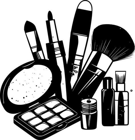 Black And White Makeup, Makeup Drawing, Black And White Vector, Drawing Stencils, White Image, Free Clip Art, Illustration Vector, Vector Art, Vector Illustration