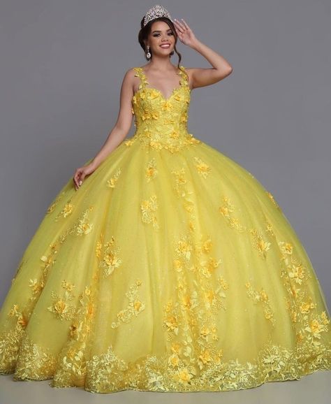 Ball gowns/yellow dresses/fashion outfits/party wear dresses Beautiful Quinceanera Dresses, Quinceanera Themes Dresses, Princess Vibes, Gold Skies, Blackpink Square Up, Quinceanera Themes, Quinceanera Dress, Corset Lace, Sweet 15